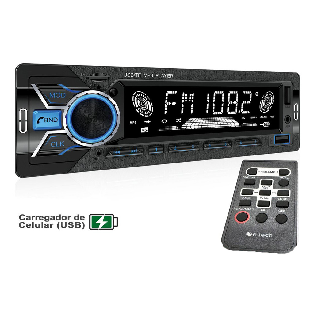 Radio Mp3 Automotiv E-tech combat Plus Bluetooth Usb Aux Sd