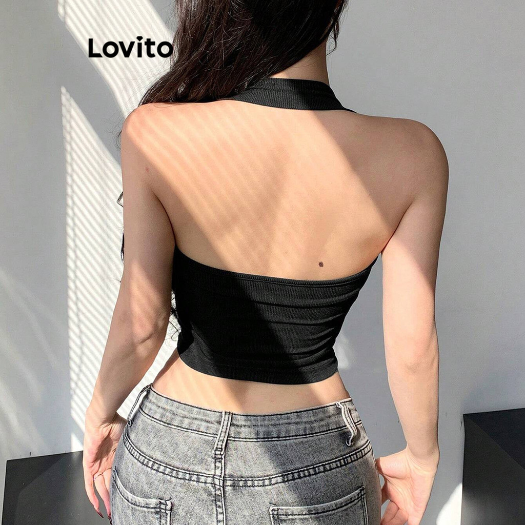 Detalhes do Lovito Regata Casual Lisa Básica Regata Para Mulheres L88AD034 (Multicolorido)