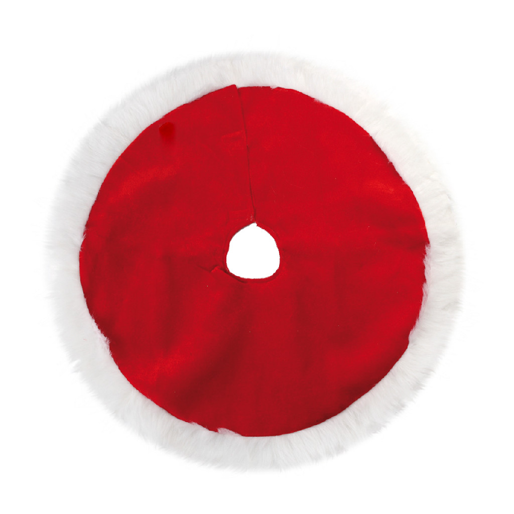 Saia para árvore de natal tradicional base vermelha com borda branca 90cm
