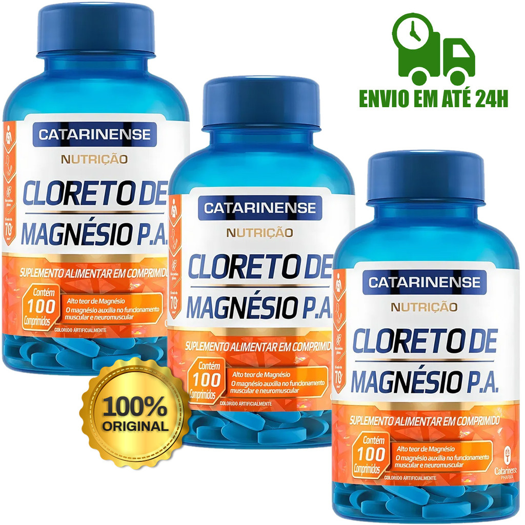 Kit Com 3x Cloreto De Magnésio P.A. Catarinense 100 Comp. em Oferta na Shopee