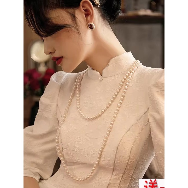 Combinando cheongsam pérola colar cheongsam acessórios dupla camada de comprimento médio senhoras Multi camada camisola 