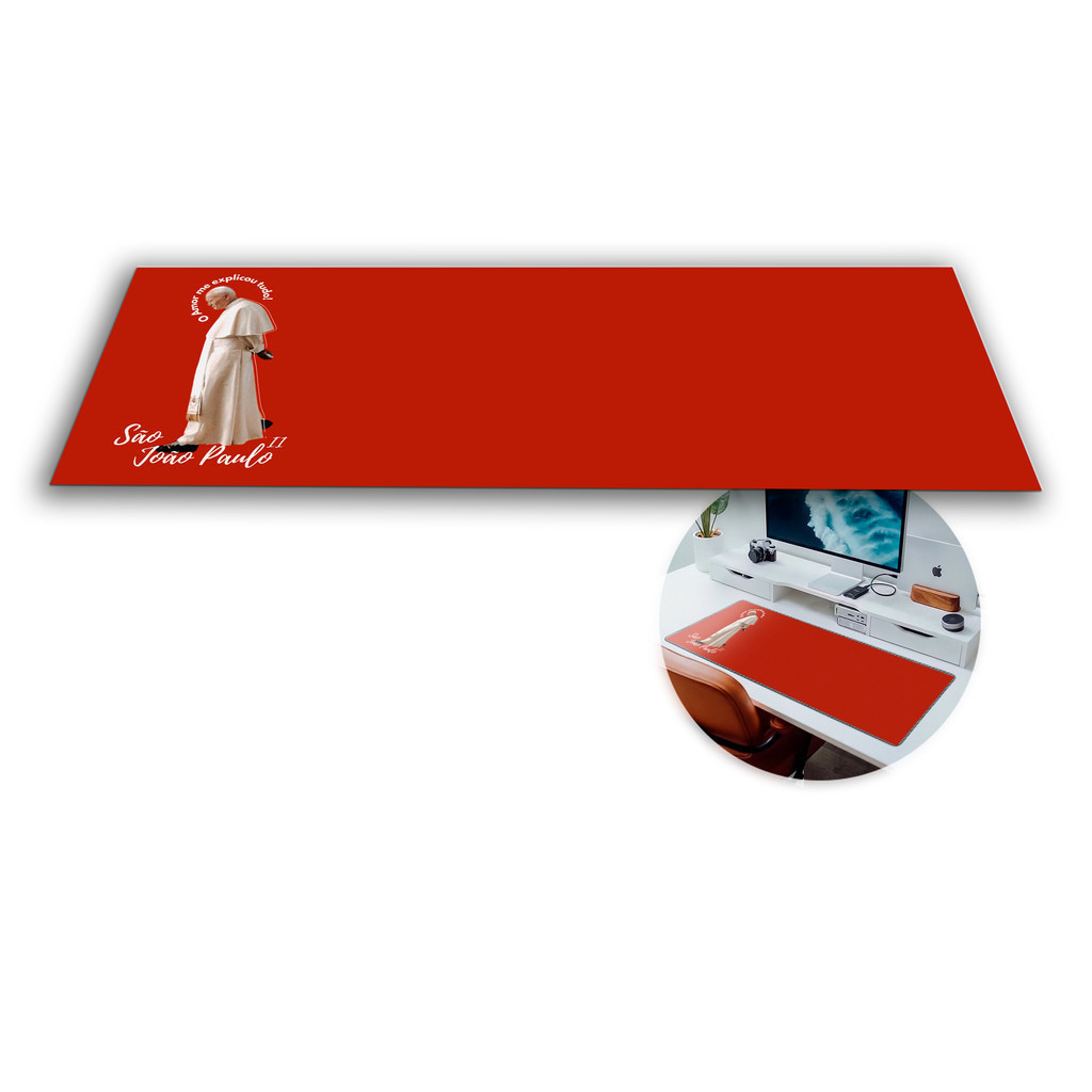MousePad Grande 80x30 São João Paulo II Santo Papa João Segundo Mouse Pad Grande RGB