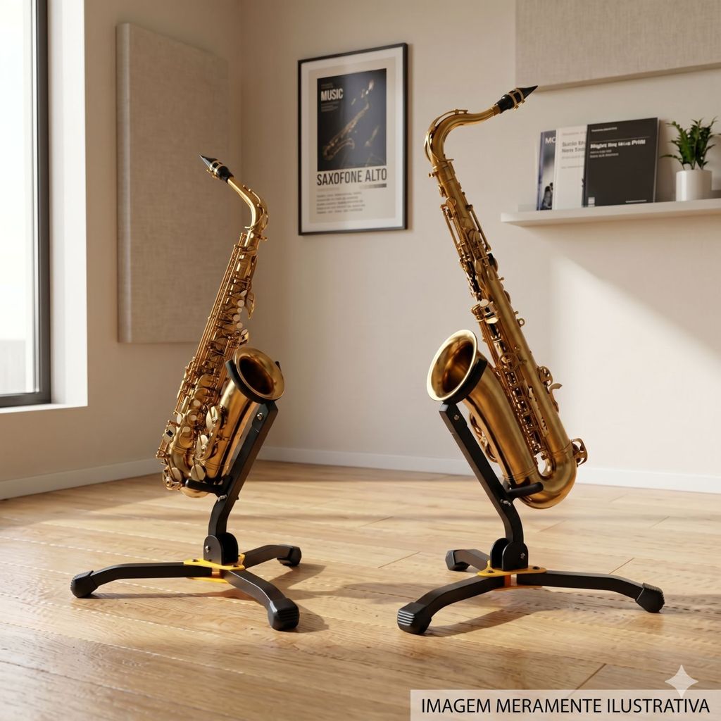 Suporte estante pedestal chão para Sax alto Tenor Saxofone dobravel reforçado linha profissional