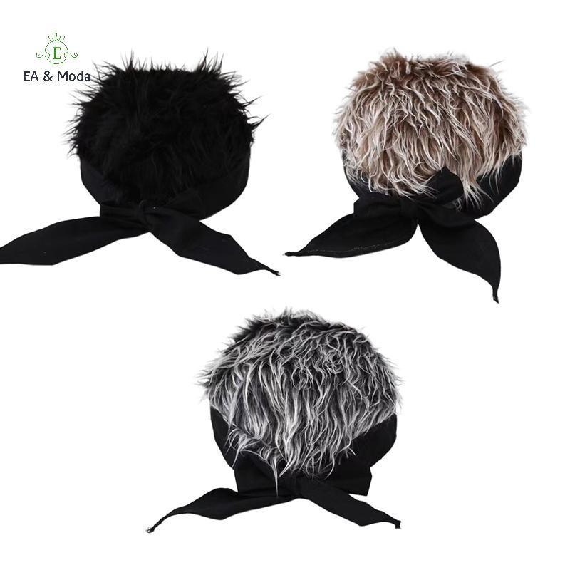EA & Moda Boné De Cabelo Falso Masculino Bonito Simulação Peruca Curto Cordão Arco Hip-hop Spoof Sem Aba Gorro Festa De