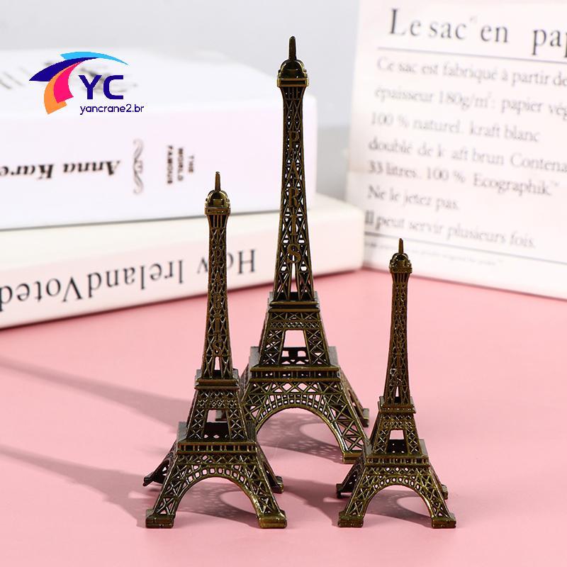 YCBR Retro Paris Torre Eiffel Modelo Mesa De Casa Bronze Estátua De Metal Estatueta Decoração .