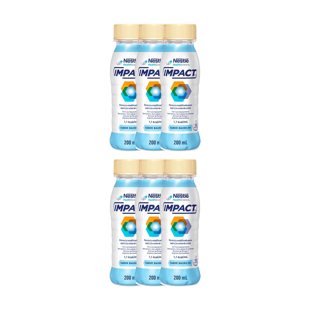 Kit 6 Impact Nutrição Enteral e Oral Baunilha 200ml