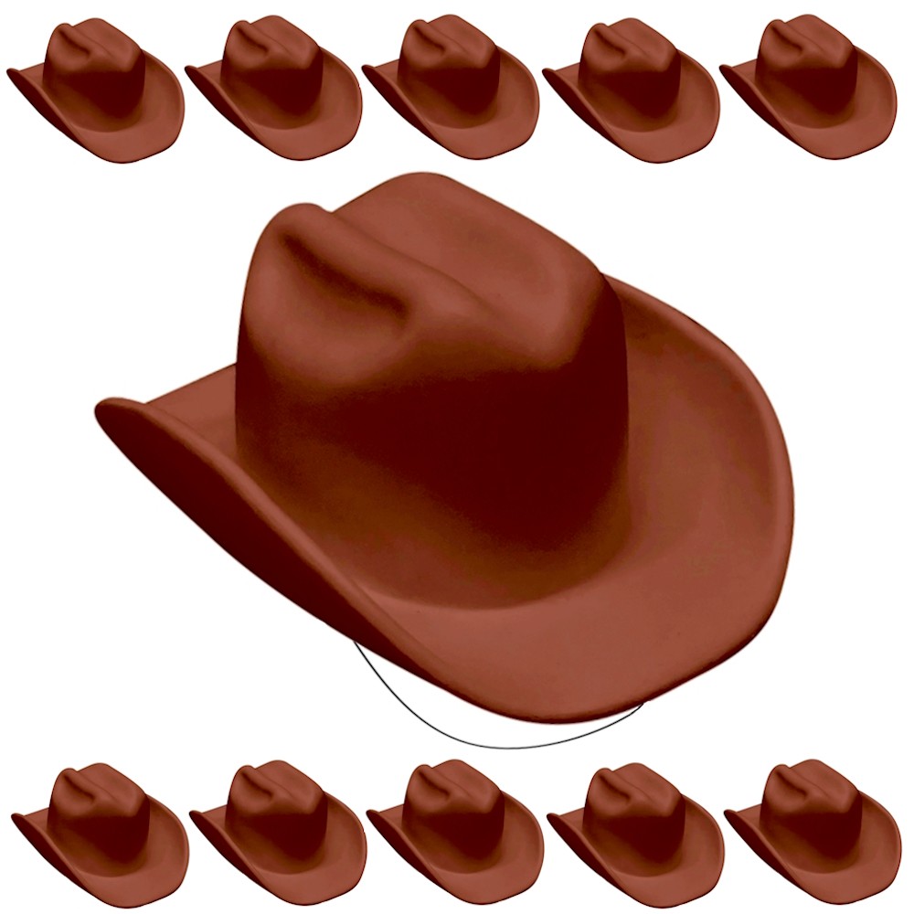 Kit com 10 Chapéus Vaqueiro Cowboy Festa Junina Infantil Fantasia Marrom