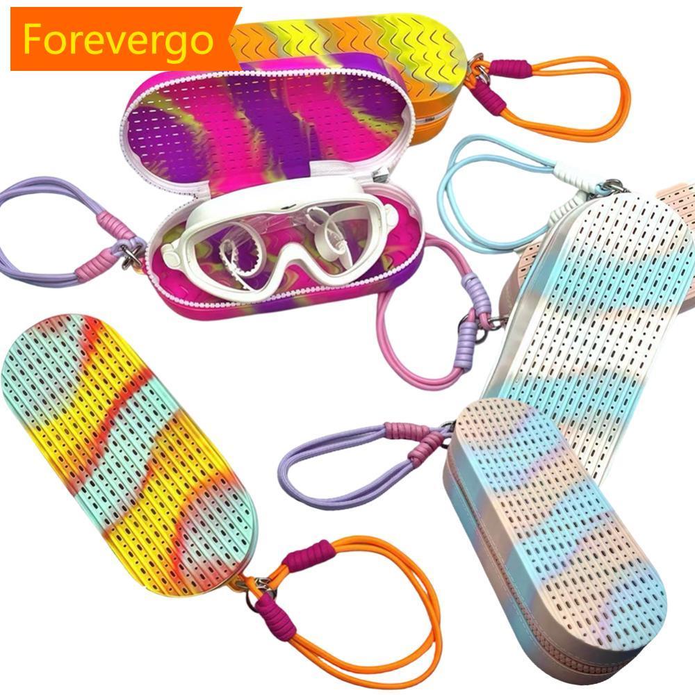 forevergo Estojo De Armazenamento De Óculos De Natação De Silicone Oco Dupla Face Respirável Caixa De Grande Capacidade