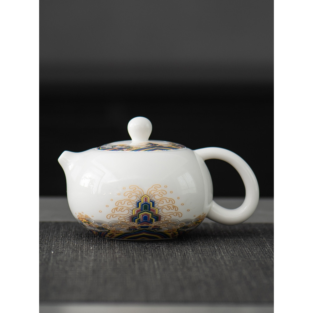 Suet Jade porcelana Xishi pote esmalte cor cerâmica bule High-End Dehua porcelana branca pequeno pote oceano onda Jiangy