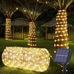 Mangueira De LED Solar Pisca Pisca Impermeável Cordão Luz Para Jardim Quintal Natal 50-300LED