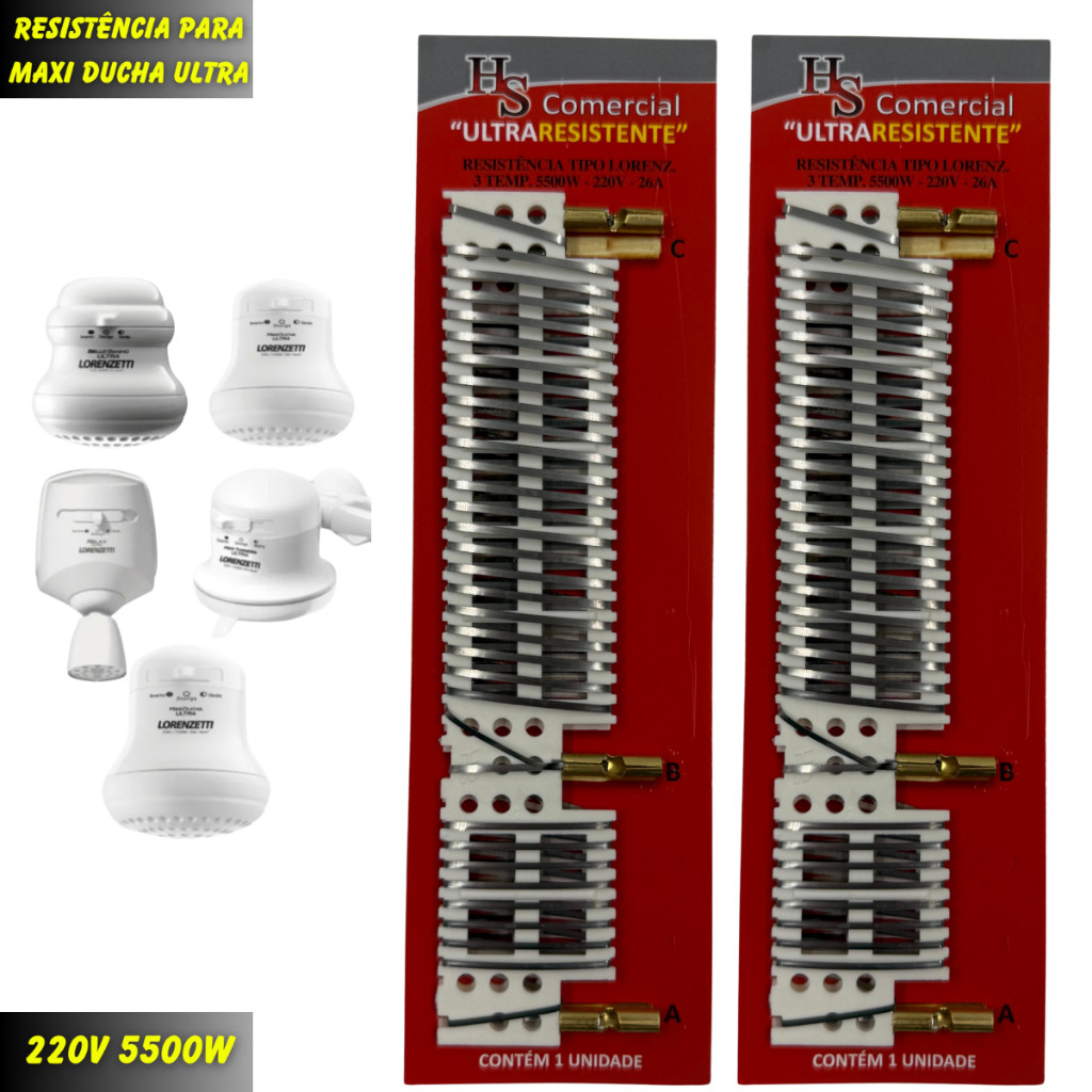 Resistência Chuveiro Maxi Ducha Ultra 3T 5500W 220V Maxi Banho Ultra Maxi e Torneira Ultra