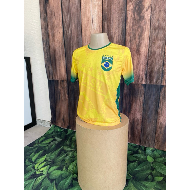Camisa do Brasil Amarela Camiseta Futebol Torcedor MODELO  2 OUTLETPOWER 