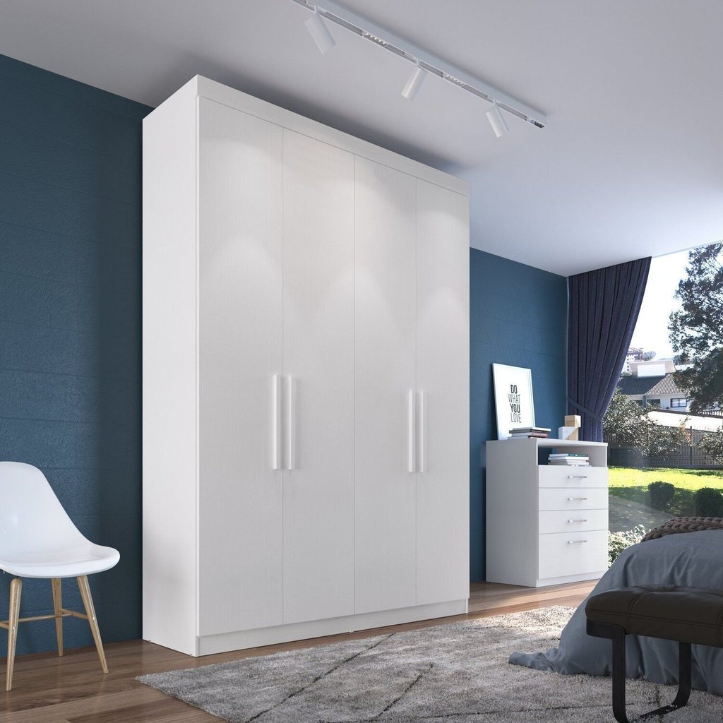 Guarda-Roupa Solteiro 4 Portas 2 Gavetas Paris Branco/Ártico