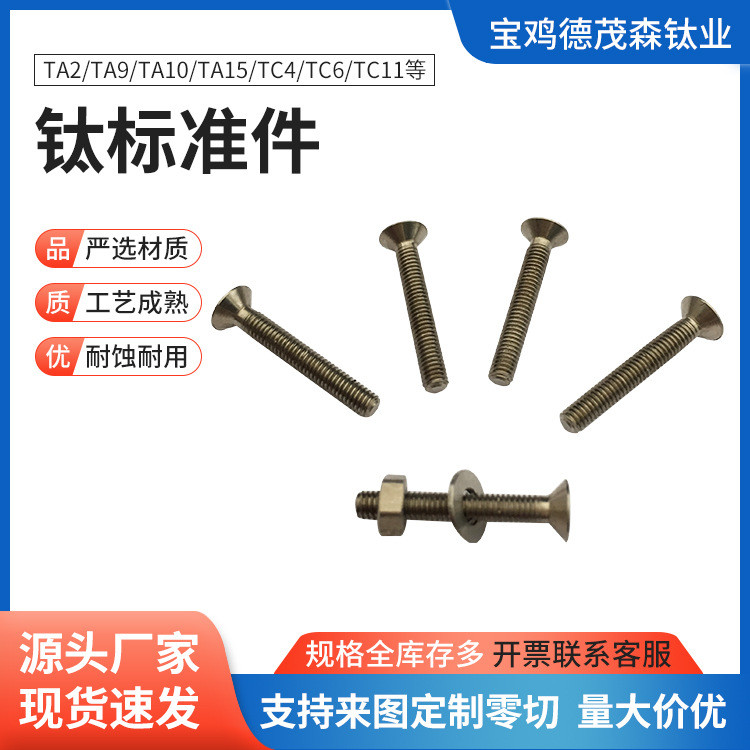 Parafuso de liga de titânio puro M6, parafuso de titânio, peças de usinagem de precisão em torno automático CNC.