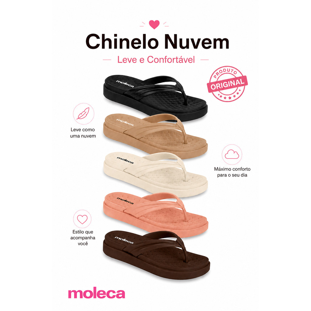 Chinelo Moleca 5554.100 Feminino Original – Confortável e Leve
