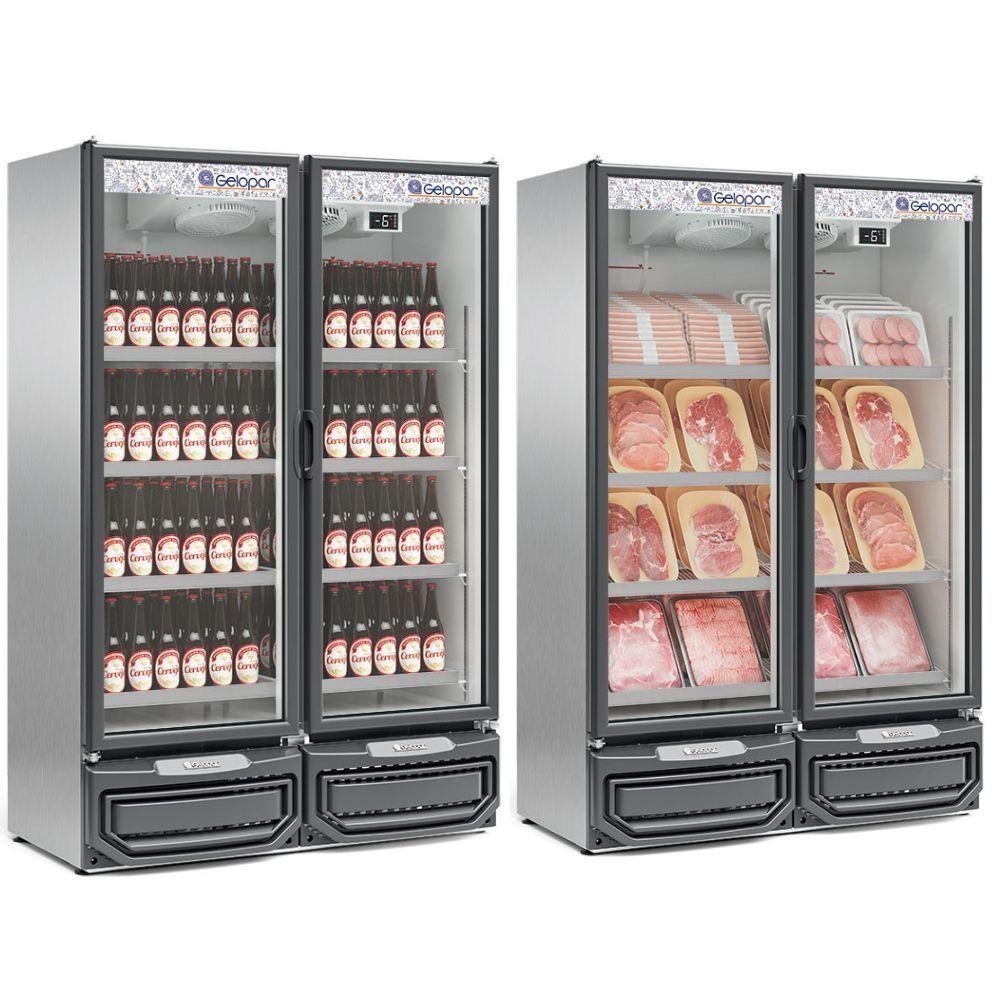 Expositor Vertical 2 Portas De Vidro Gcbc950 Gelopar Refrigerador 957 Litros Inox 220v A2 Q1