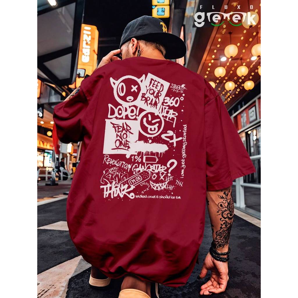 Camiseta Oversized Streetwear Estampa Graffite Urbano Skatista REF 3411 FLUXOGEEK
