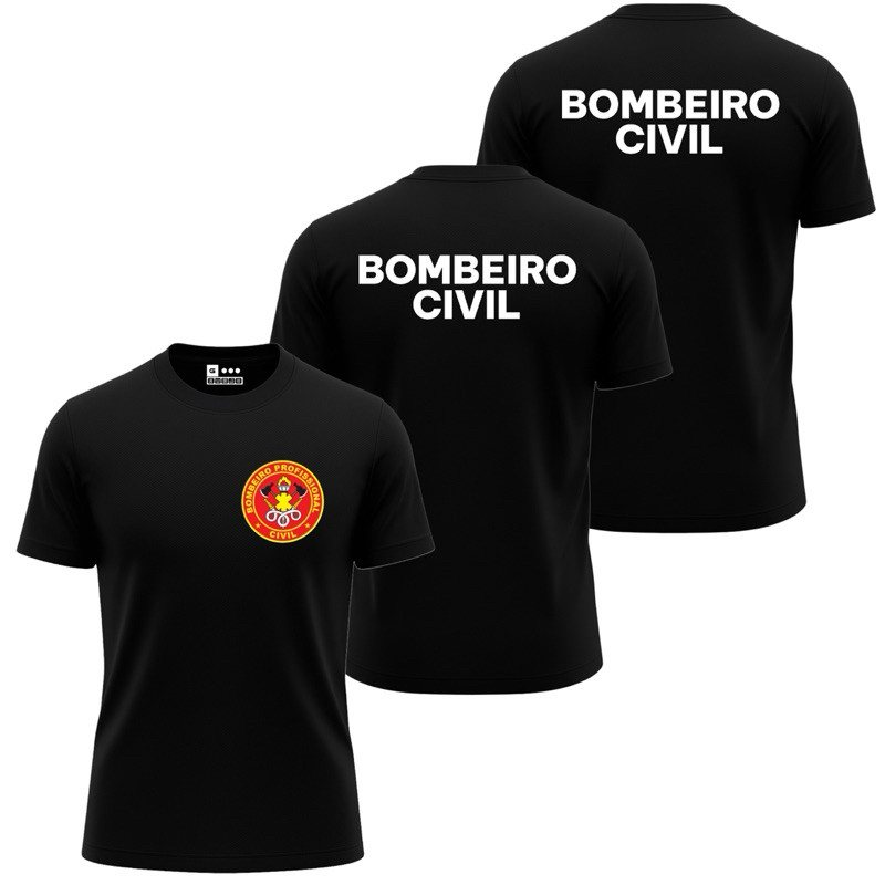 Kit 3 Camisas BOMBEIRO CIVIL RESGATE Uniforme Dry Fit Profissão Trabalho Camiseta Masculina