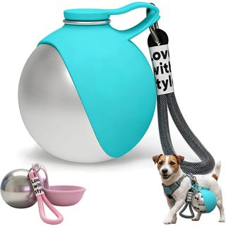 Garrafa Portátil 2 em 1 para Cães, Garrafa de Água para Cães em Aço Inoxidável à Prova de Vazamentos com Tigela de Silic