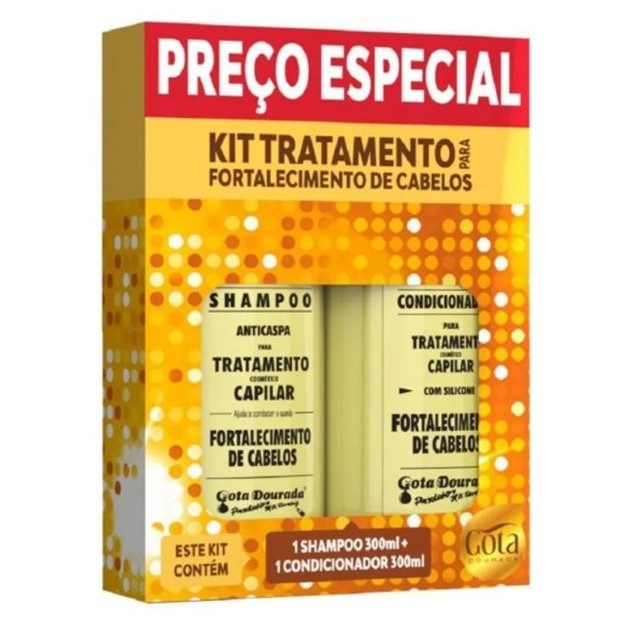 Kit  Fortalecimento Anticaspa de Cabelos (SH 300ML+COND 300ML) Legitimo Gota dourada