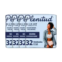 Kit 4 Roupa Íntima Plenitud Protect Plus Unissex Tamanho P/M 32 Unidades Leve Mais Por Menos