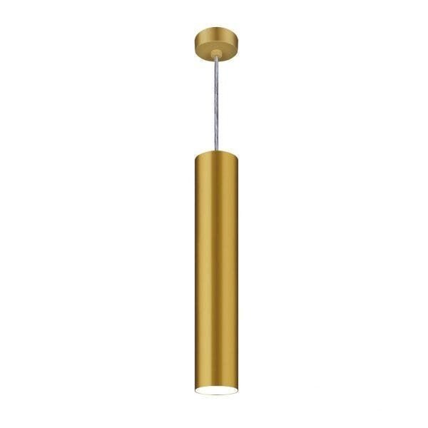 Lustre Pendente Viena Tubo 45cm Woods Amarelo/Dourado Dourado