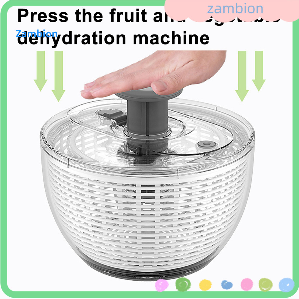 Capacity Salad Spinner 3.6/6l Vegetable Washer with Foldable Lid Transparent Dryer Bowl Non-slip Base One-hand Operation