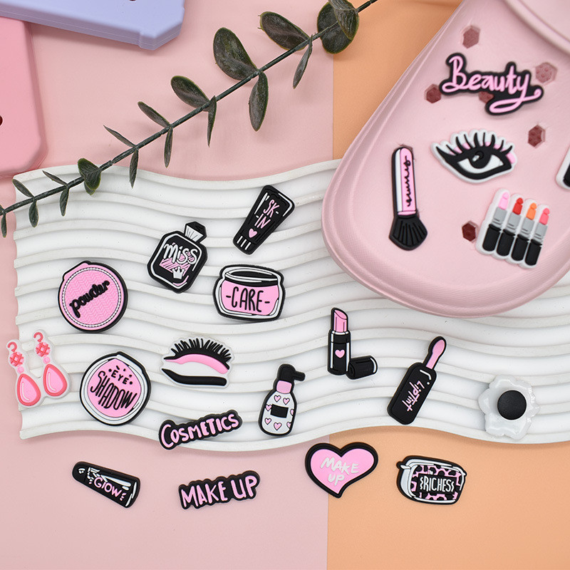  PVC Sapato Encantos Acessórios Cosméticos Decoração Rosa Fivelas Para Tamanco Sandálias Pino Presentes De Aniversár