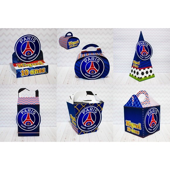 Kit Caixinhas Lembrancinha Personalizada FUTEBOL PSG Aniversário Festa Infantil