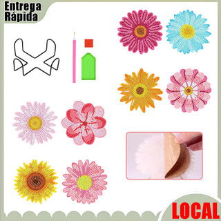 8 porta-copos de pintura diamante estilo flor ferramentas de correspondência diâmetro 10cm adequado para amantes artesan