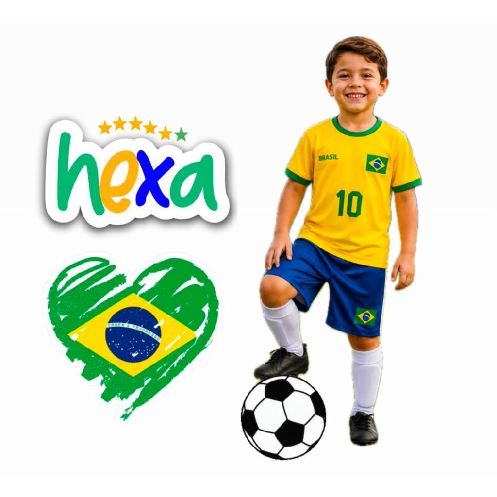 Conjunto Brasil Infantil Unissex Camiseta+Short Seleção Copa Uniforme Futebol Canarinho Envio Rapido