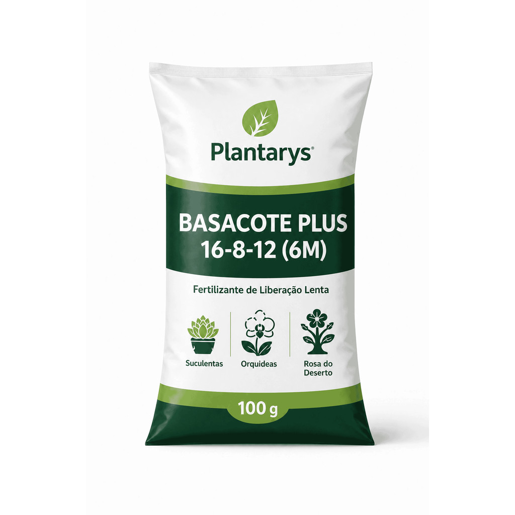 Basacote Plus 16-8-12 100g Fertilizante Liberação Lenta Suculentas Rosa do Deserto Orquídeas