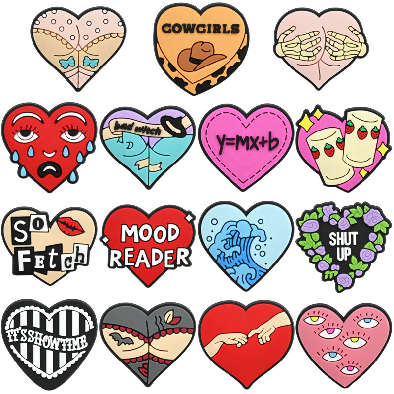 DIDOU PVC Sapato Encantos Acessórios Série Amor Decoração Bonito Fivelas Para Tamanco Sandálias Pino Presentes De Aniver