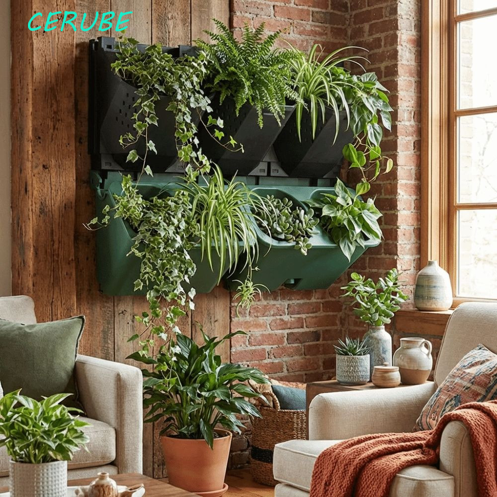 Plantador Vertical CERUBE , Vaso De Parede Empilhado De Plástico , Suporte Para Plantas Com Furos De Drenagem Ventilados