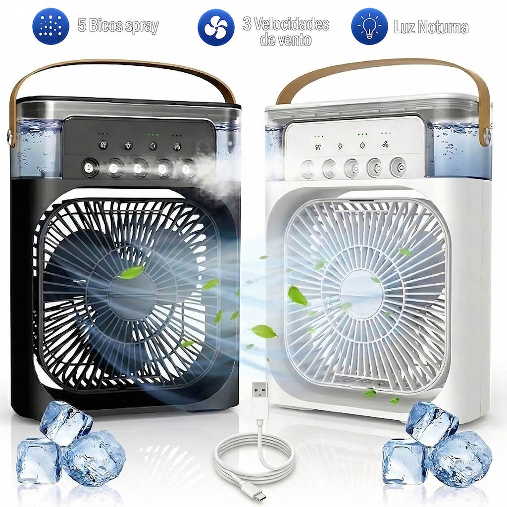 Mini Ar Condicionado Climatizador Umidificador Ventilador Portátil Usb Led Quarto Escritório Mesa