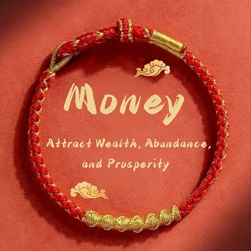 Pulseira de Corda Vermelha com Fio Dourado Feita à Mão BELLA-Bee, Acessório de Moda, Presente de Férias, Acessório Di CN