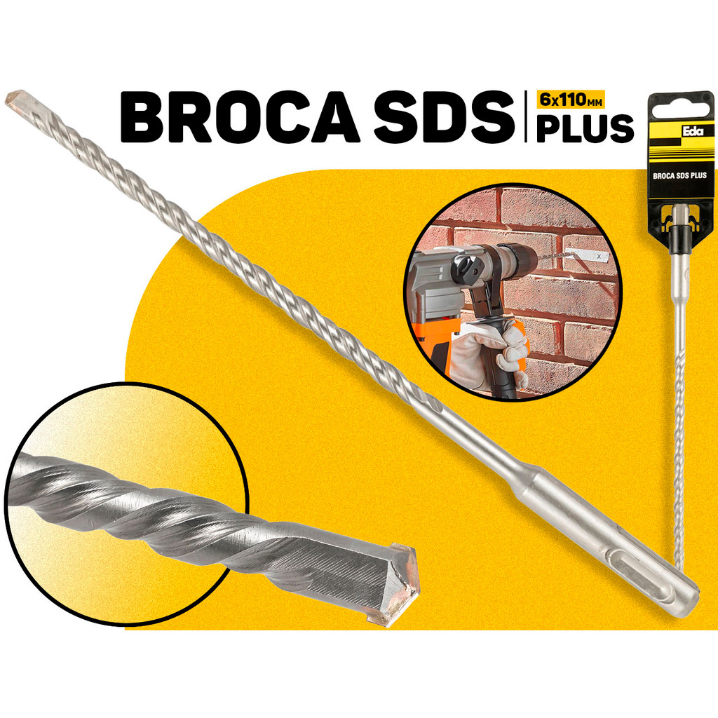 Broca Sds Plus 6x110mm Profissional P/ Perfuração Em Concreto Pedra E Alvenaria Furadeira Martelo Profissional Eda em Oferta na Shopee