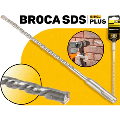 Broca Sds Plus 6x110mm Profissional P/ Perfuração Em Concreto Pedra E Alvenaria Furadeira Martelo Profissional Eda