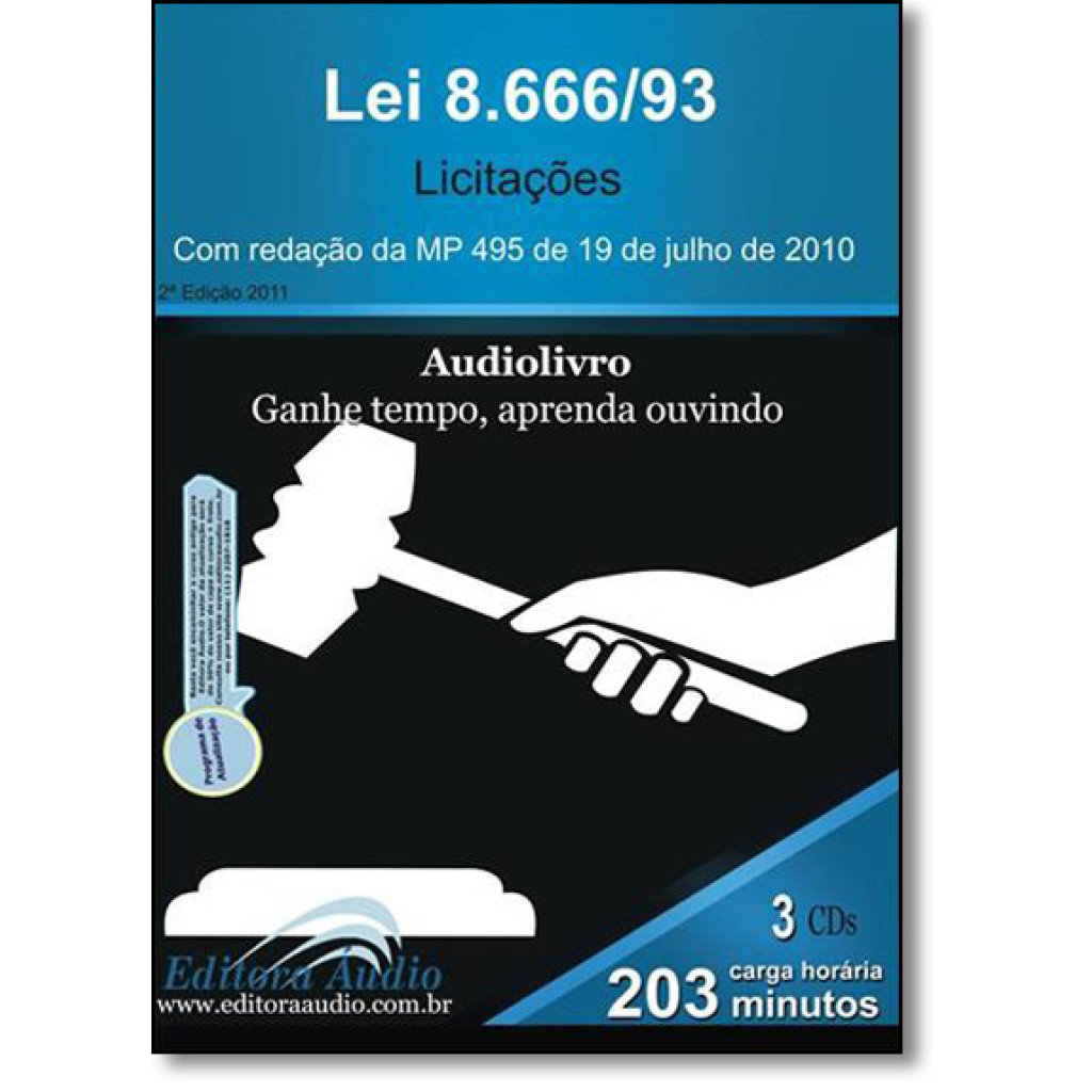 Lei 8.666-93 Licitações: Com Redação da Mp 495 de 19 de Julho de 2010 - Audiolivro com 3 Cds
