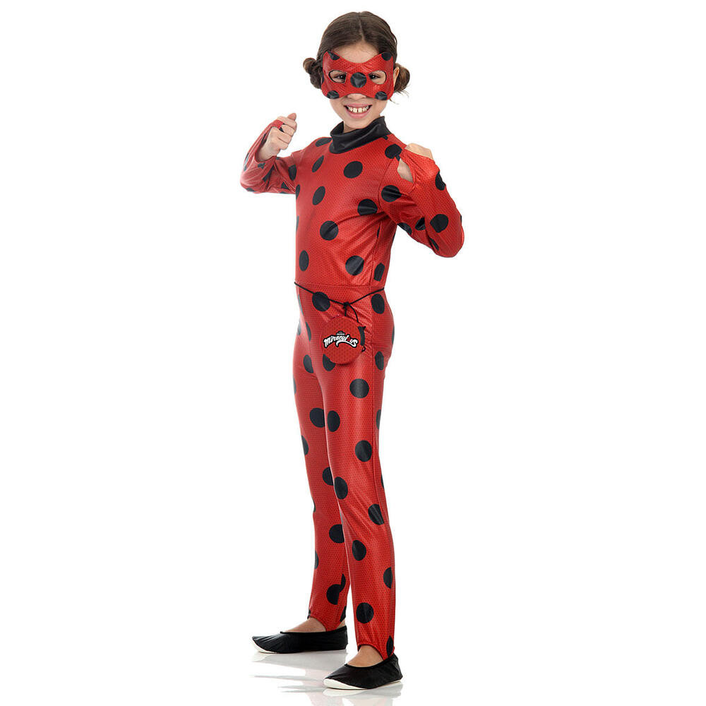 Fantasia Ladybug Miraculos Infantil Macacão Máscara Pochete
