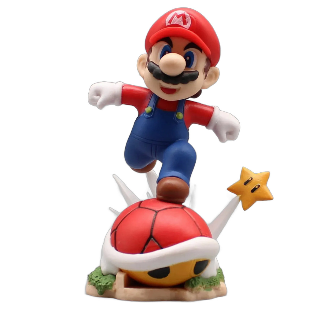 Estátua Mario e Casco: Super Mario Bros Game Nintendo 12cm