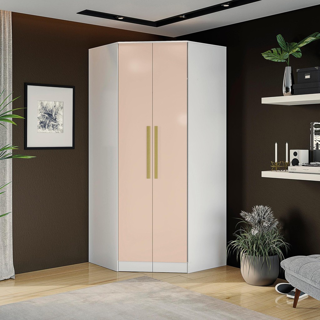 Guarda-Roupa Canto 2 Pts Kappesberg Adapt Branco/Macadâmia em Oferta na Shopee