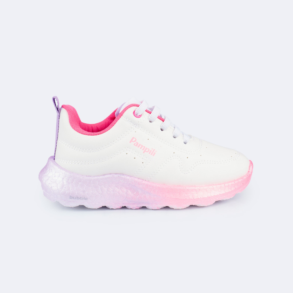 Tênis Infantil Ultra Leve Flúor Degradê Branco Pampili em Oferta na Shopee