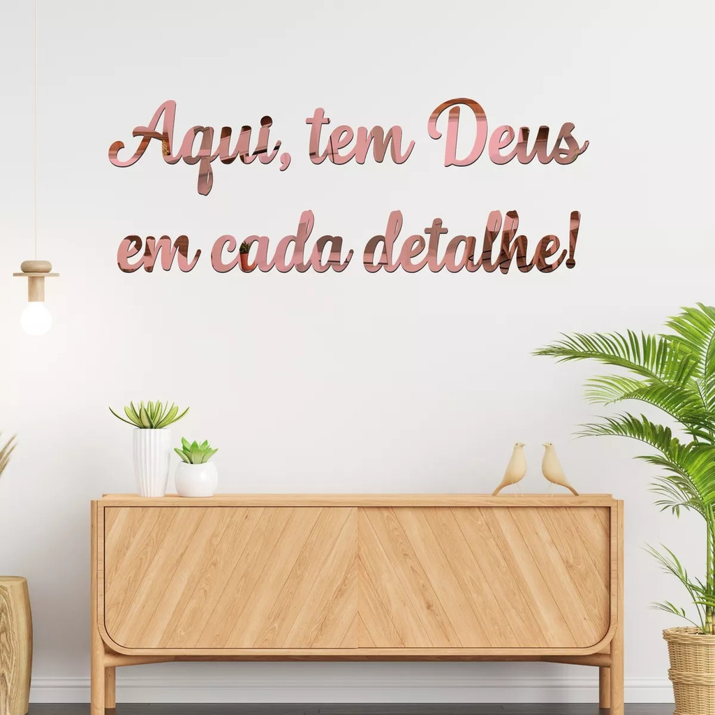 Espelho Decorativo Frase  Aqui, Tem Deus Em Cada Detalhe!