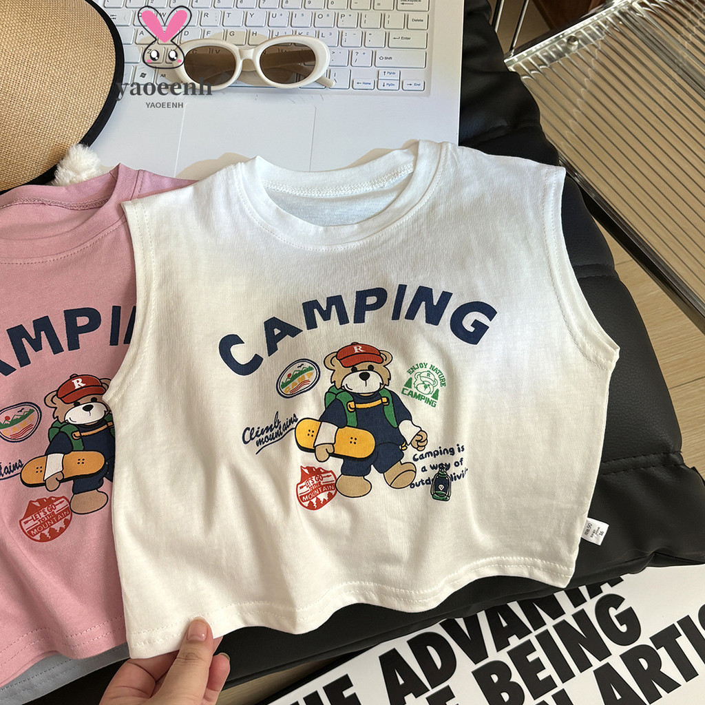 80-150CM verão meninos versão coreana confortável fino camiseta pequeno médio crianças colete sem mangas puro algodão to