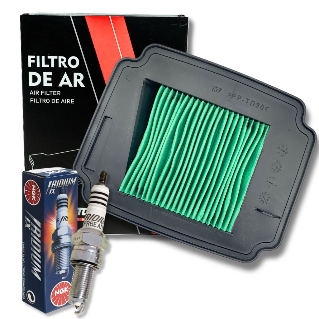 Kit Filtro de Ar + Vela Iridium Ngk P/ Honda Biz 110i / Biz 125 Todas em Oferta na Shopee