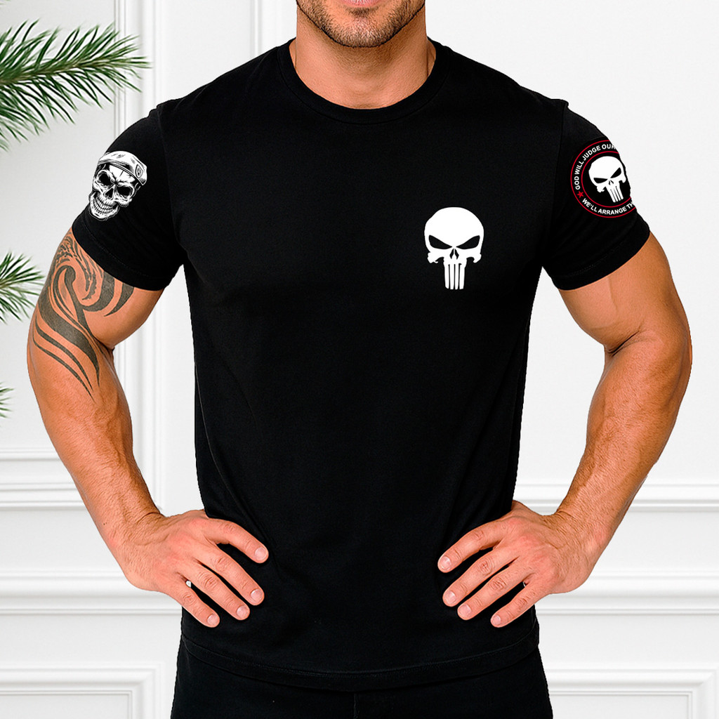 Camiseta Masculina Estampa Caveria P/ Treino Academia Fitness Musculação 100% Algodão Respirável