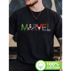 Camiseta Unissex Premium Plus size Marvel Avengers Retrato Texto Verão Básica Oversized 100% Algodão Confecção Própria
