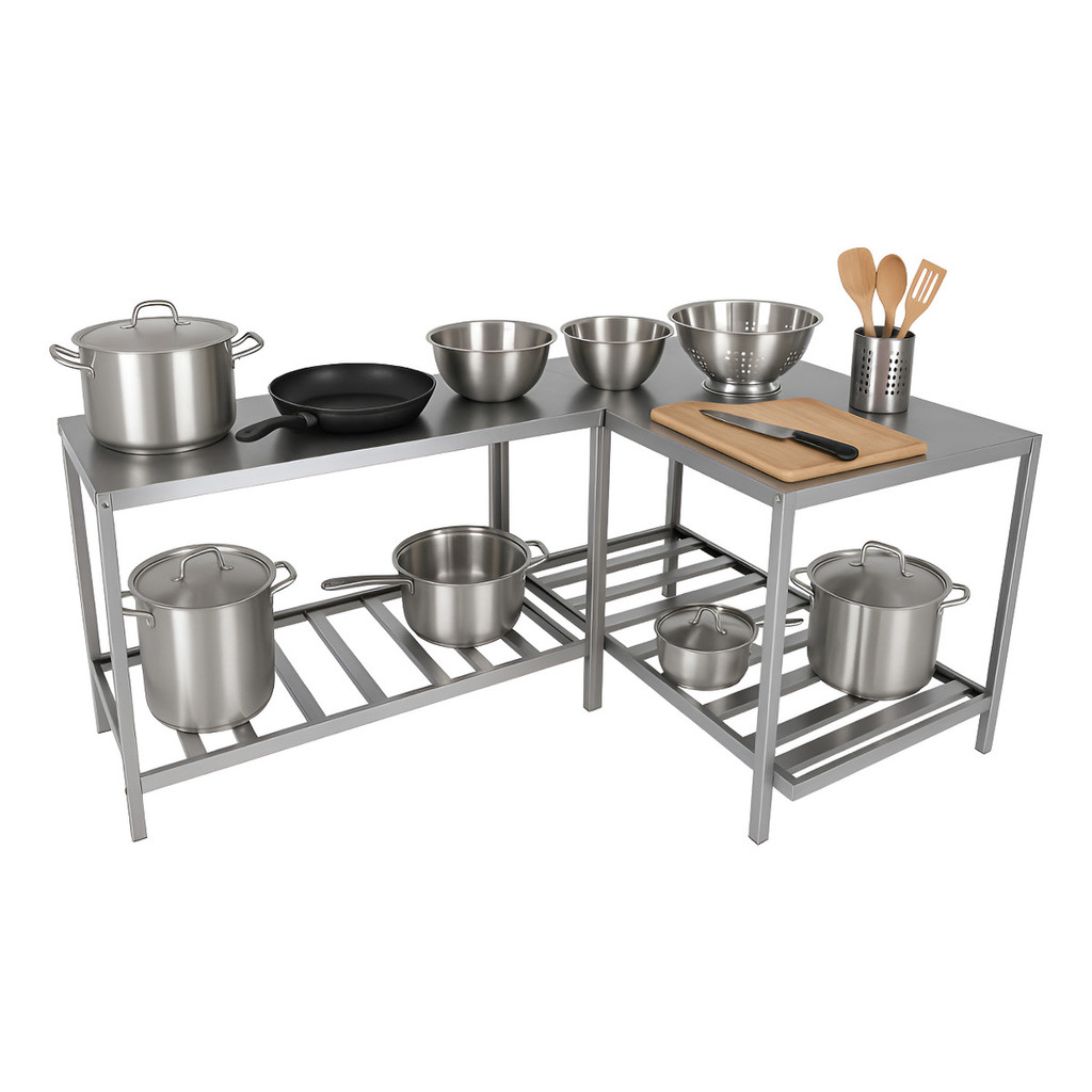Kit Com 2 Mesas De Inox Suporte Paneleira Choppeira 120cm em Oferta na Shopee