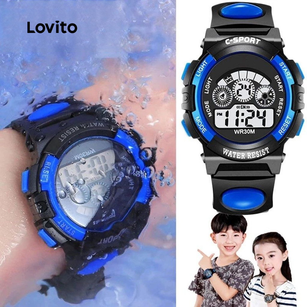 Lovito Relógio Led com Acabamento Brilhante Preto Antirreflexo Azul para Bebê e criança LFASCS289 em Oferta na Shopee
